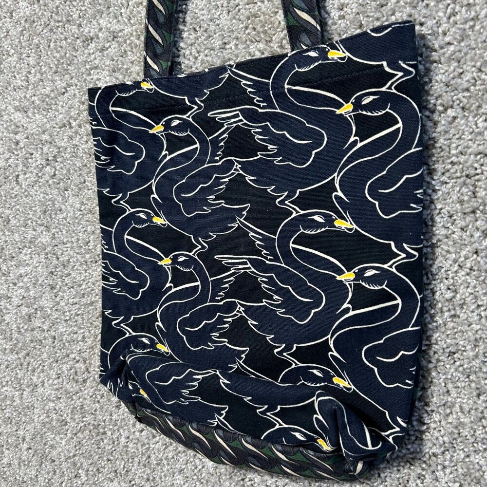 Tory Burch Pattern Print Canvas Tote Curly Ribbon… - image 4